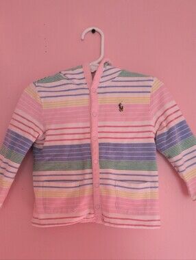 Polo Ralph Lauren Colorful Striped Reversible Buttoned Hooded Jacket | Pink